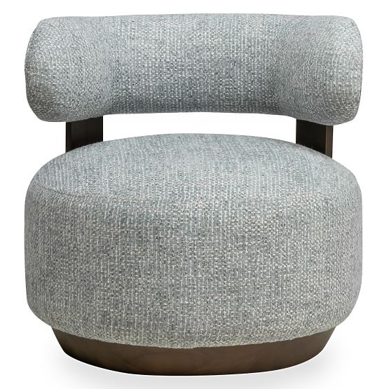 Dolce Relaxation Chair, Rounded Shapes, Blue-Beige/Walnut