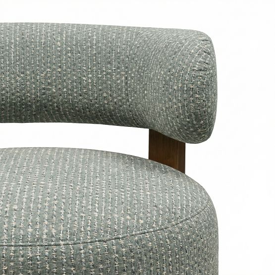 Dolce Relaxation Chair, Rounded Shapes, Blue-Beige/Walnut