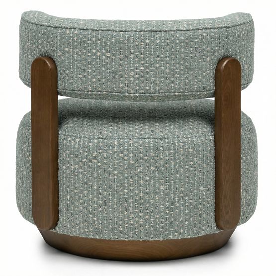 Dolce Relaxation Chair, Rounded Shapes, Blue-Beige/Walnut