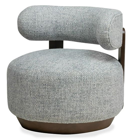 Dolce Relaxation Chair, Rounded Shapes, Blue-Beige/Walnut