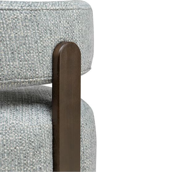 Dolce Relaxation Chair, Rounded Shapes, Blue-Beige/Walnut