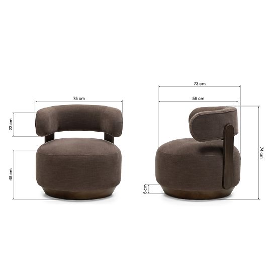 Dolce Relaxation Chair, Rounded Shapes, Brown Espresso, Walnut