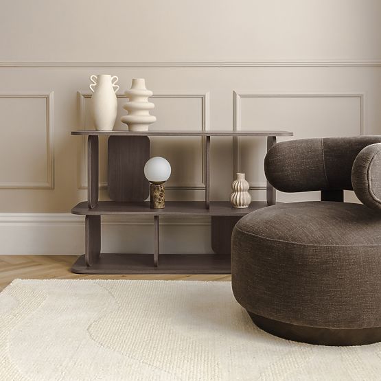 Dolce Relaxation Chair, Rounded Shapes, Brown Espresso, Walnut