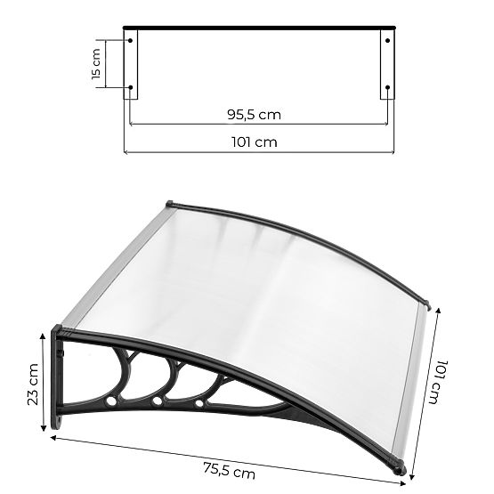 Door Canopy 100x80 cm Polycarbonate Cover 100x80 cm
