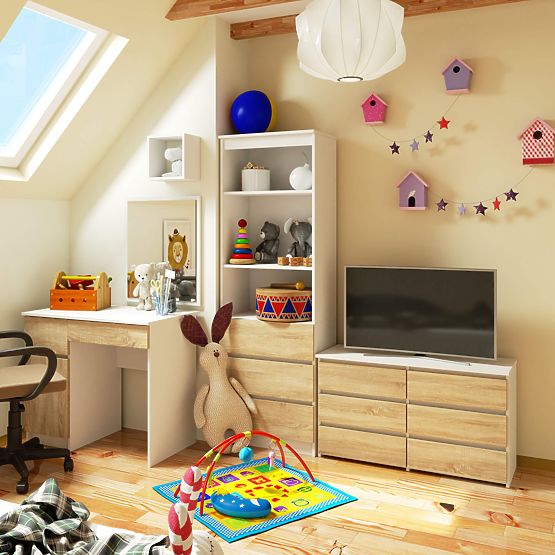 Dresser CL100 6DR White / Sonoma Oak