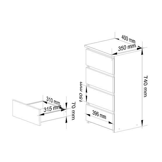 DRESSER CL4 PK GRAPHITE GRAY / WHITE