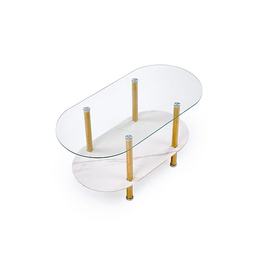 DUCAT Coffee Table, White Marble / Transparent / Gold (2p=1pcs)