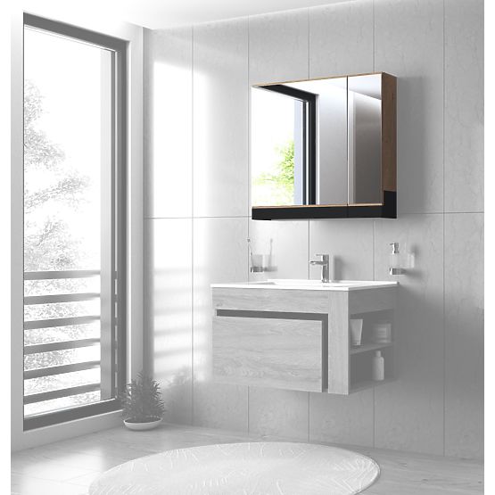 DUESA Mirror Cabinet 80/2D Golden Oak (1p=1pc)