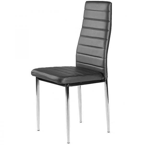 Eco-leather Chairs for Living Room and Dining Room 4pcs Chrome Legs Grey