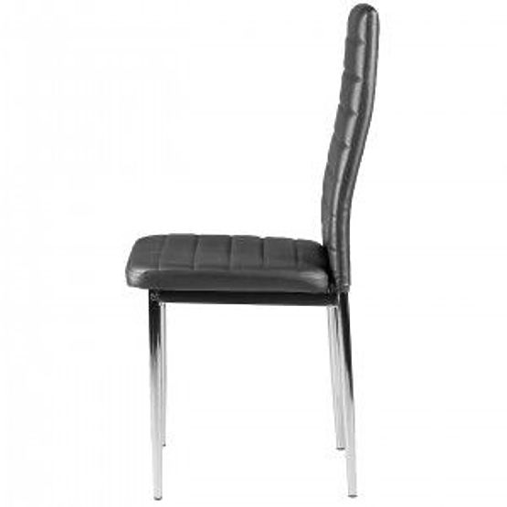 Eco-leather Chairs for Living Room and Dining Room 4pcs Chrome Legs Grey