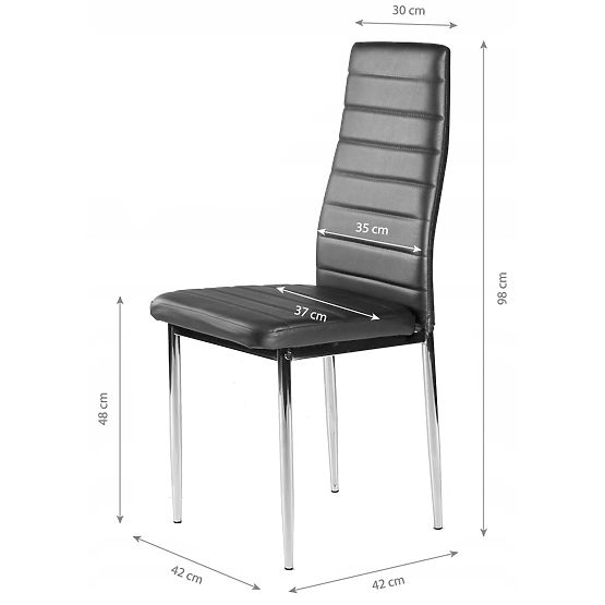 Eco-leather Chairs for Living Room and Dining Room 4pcs Chrome Legs Grey