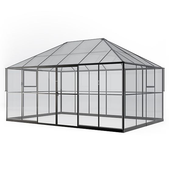 EcoGlass Gazebo Standard Garden Orangery with Base 12 m² Tempered Glass 4 mm, Polycarbonate 6 mm