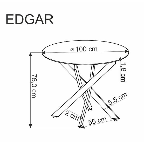 EDGAR Table, Top - Walnut, Legs - Black (2p=1pc)