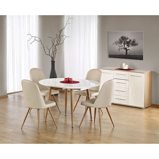EDWARD Extendable Table Honey Oak / White; Legs: Honey Oak (2p=1pc)