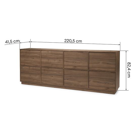Eight-Door Japandi Sideboard in Royal Walnut