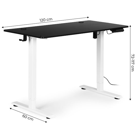 Electric Height Adjustable Desk 120x60 cm, Height 72-117 cm ModernHome