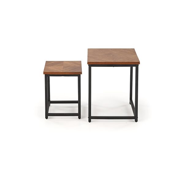 ELZA Set of 2 Benches, Walnut/Black (1p=1pc)
