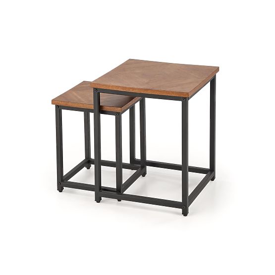 ELZA Set of 2 Benches, Walnut/Black (1p=1pc)