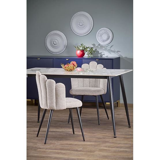 EMILIO 140 Table Top - White Marble, Legs - Black (2p=1pc)
