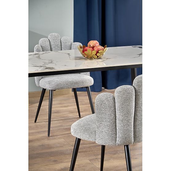 EMILIO 140 Table Top - White Marble, Legs - Black (2p=1pc)