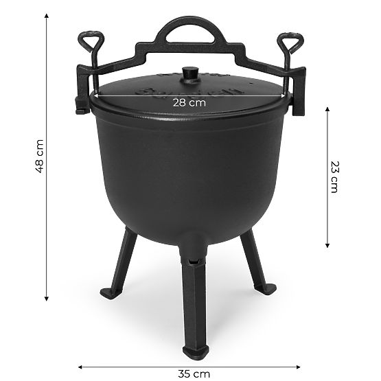 Enamelled Cast Iron Pot 10L Standing Hunting Pot Fire Pit Grill MultiGarden