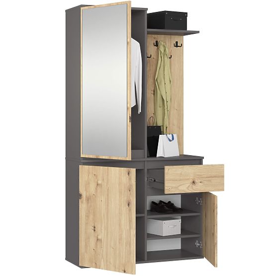 ENTRO HALLWAY SET GRAPHITE GRAY / ARTISAN OAK