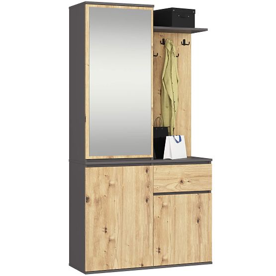 ENTRO HALLWAY SET GRAPHITE GRAY / ARTISAN OAK