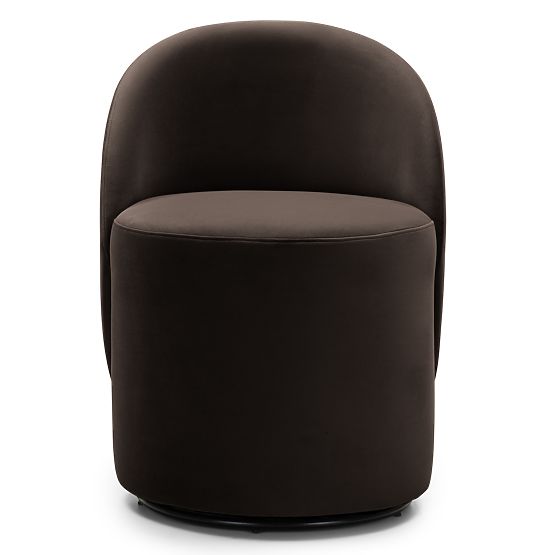 Enzo Swivel Chair, Rounded Shapes, Chocolate/Espresso, Velvet
