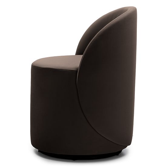 Enzo Swivel Chair, Rounded Shapes, Chocolate/Espresso, Velvet