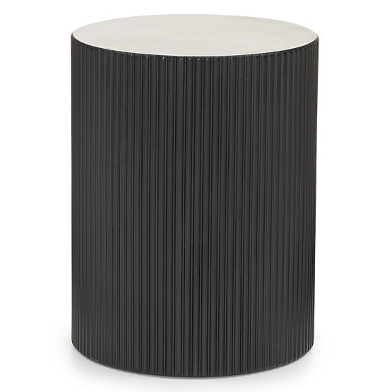 Ermanno Side Table, 35 cm, Black, Ribbed