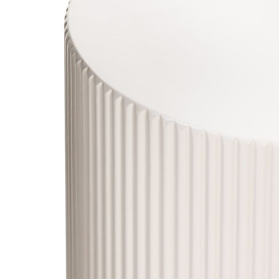 Ermanno Side Table, 35 cm, Gray-Beige, Grooved