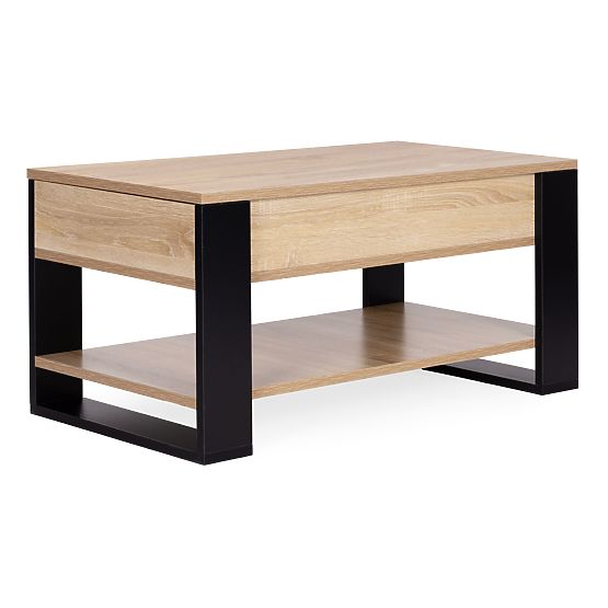 Extendable Coffee Table with Lift-Top 90 cm Storage Shelf Sonoma Oak ModernHome