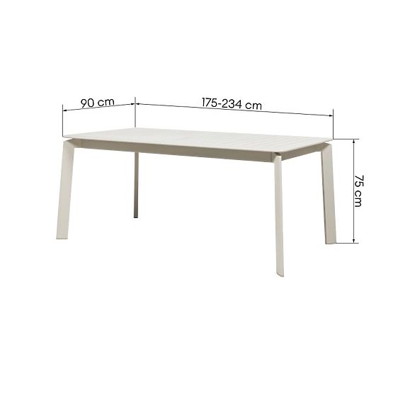 Extendable Garden Table Canelli 175-234 cm, Aluminum, Rectangular, Light Beige
