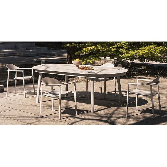 Extendable Garden Table Marinelli 230-300 cm, Aluminum, Light Beige
