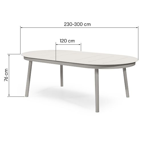 Extendable Garden Table Marinelli 230-300 cm, Aluminum, Light Beige
