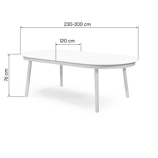 Extendable Garden Table Marinelli 230-300 cm, Aluminum, White