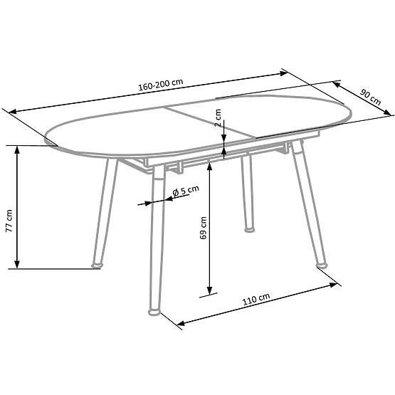 Extendable Table CALIBER White / San Remo Oak (1p=1pc)