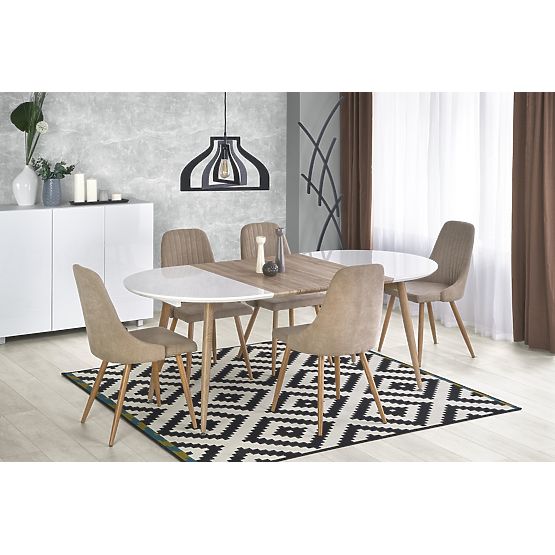 Extendable Table EDWARD White / San Remo Oak (2p=1pc)