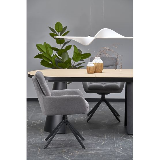 Extendable Table GIACOMO, Top - Natural, Leg - Black (2p=1pc)