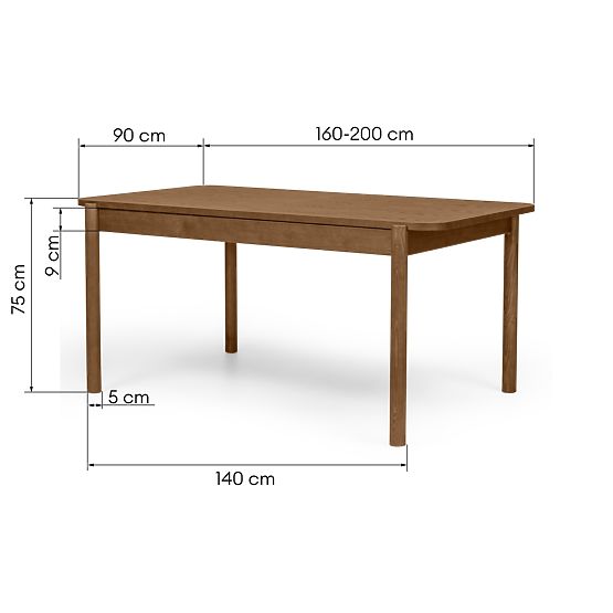 Extendable Table Iselio 160-200 cm, Rectangular, Brown