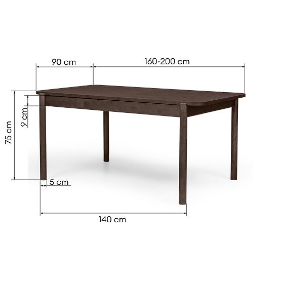 Extendable Table Iselio 160-200 cm, Rectangular, Walnut