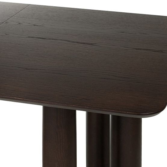 Extendable Table Loa 140-200 cm, Oak Veneer, Walnut, Beech Wood, Rounded
