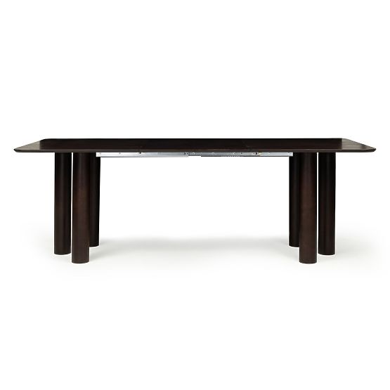 Extendable Table Loa 140-200 cm, Oak Veneer, Walnut, Beech Wood, Rounded