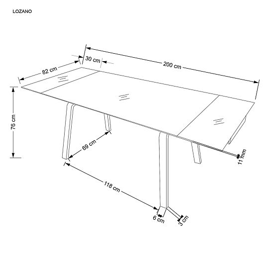 Extendable Table LOZANO, Black Marble / Walnut (2p=1pc)