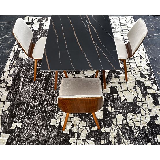 Extendable Table LOZANO, Black Marble / Walnut (2p=1pc)