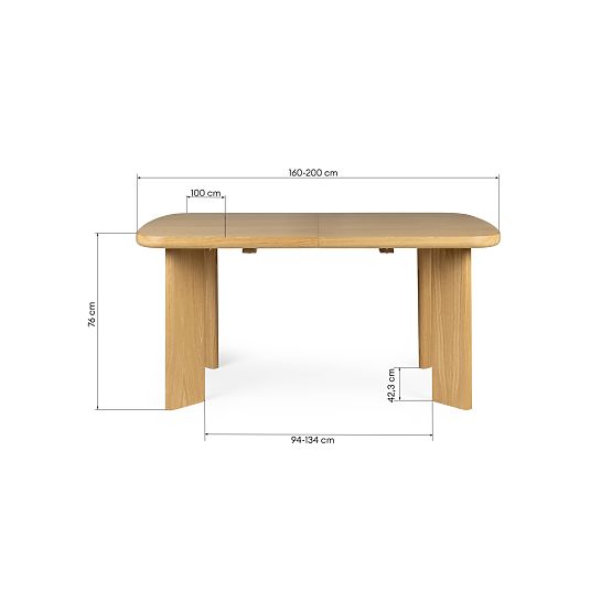 Extendable Table Marbella 160-200 cm, Rectangular, Natural