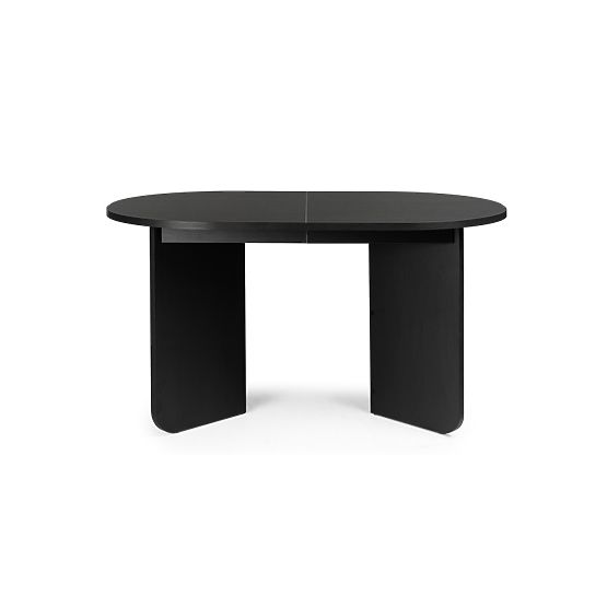 Extendable Table Mou 140-200 cm, Black with Wood Texture, Oval Top