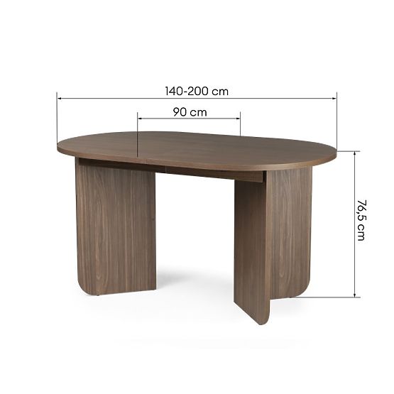 Extendable Table Mou 140-200 cm, Lincoln Walnut, Oval Top