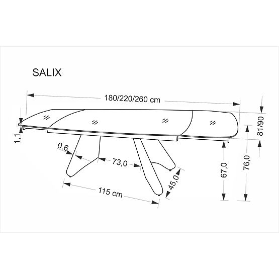 Extendable Table SALIX, Travertine / Cashmere (2p=1pc)