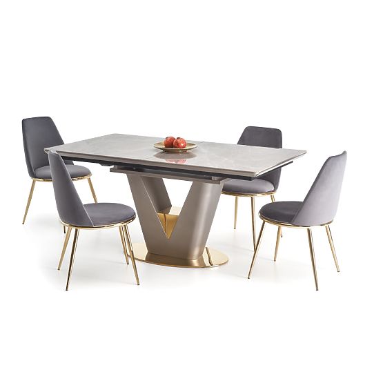 Extendable Table VALENTINO Light Gray/Gold
